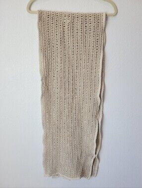 Joie Crochet Table Runner Cream Cotton Blend 78" Rustic Farmhouse Cottagecore